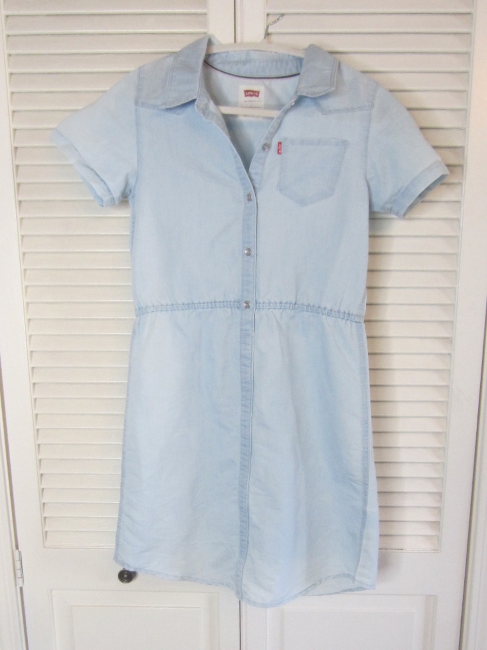 Levis Girls Button Down Denim Shirt Dress Light Wash - Size Large